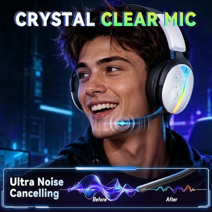 3-in-1 Wireless Gaming Headset, Mirror Gloss, 50mm Drivers, 7.1 Surround | 2.4G/BT5.3/Wired, 40H Battery, <25ms Latency, 9.9oz. Fits PS5/PC/Switch/Mac. Note: Xbox Wired Mode Only