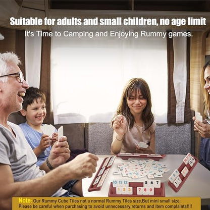 Smilejoy Mini Rummy Cube 4 Players Edition,Travel Rummy Game Set with Portable Canvas Bag,Classic Board Game for Adults and Kids |106 Tiles | 4 Playing Racks |1 Dice | (2-4 Player) - style: Mini Size (2-4 player)