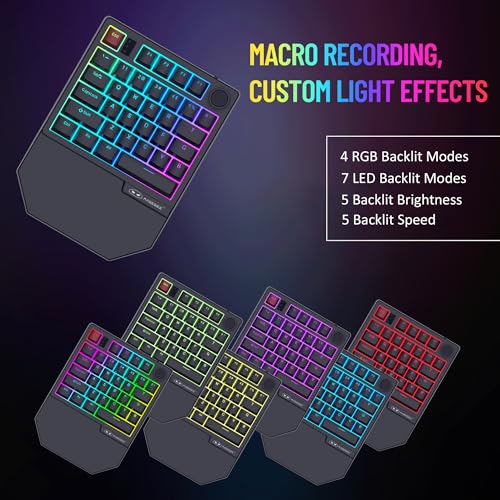 MageGee Wireless One Handed Gaming Keyboard, Tri-Mode BT/2.4Ghz RGB Backlit 34 Keys Mini Keyboard for Gamer, Linear Red Switch, Wrist Rest Support(Black) - color: Black/Wireless