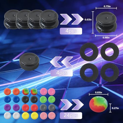 Update Thumb Grips with Precision Rings for Xbox, 24 PCS Joystick Extenders, 2 Pairs High Stick, 4 PCS Rings for Xbox One/Series X Controller - Mixed Color 1