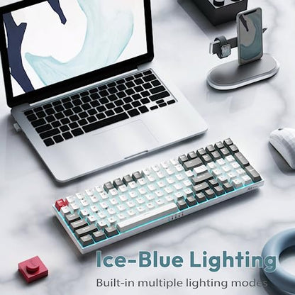 RK ROYAL KLUDGE RK100 Wireless Mechanical Keyboard RGB Backlit Bluetooth5.1/2.4G/Wired 96% Full Size 100-Key Hot Swappable Gaming Keyboard Red Switch Classic - color: Classic, size: Hot Swappable Red Switch