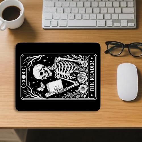 Gothic Skeleton Halloween Mouse Pad for Desk 9.5x7.9 Inch - color: Read