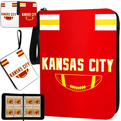 Football Card Binder with Sleeves 400 Pocket, Kansas City Football Card Holder for Trading Cards Sports Card 3 Ring Binder Folder Football Collector Album Storage Book Case Kids Boys Girls Gift - color: Red, size: 400