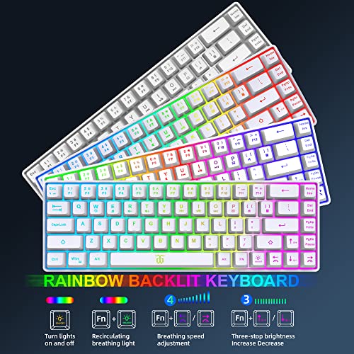 Snpurdiri 60% Wireless Gaming Keyboard and Mouse Combo,LED Backlit Rechargeable 2000mAh Battery,Mini Mechanical Feel Anti-ghosting Keyboard +Popular RGB Gaming Mice for PC Gamer (White) - color: White Combo