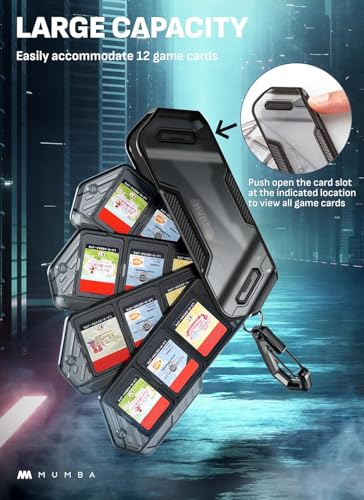 Mumba 12 Switch Game Card Case Holder for Nintendo Switch Game Cards, Portable and Exquisite Protective Hard Shell with 4 Layer Rotatable Holder for Nintendo Switch 2/Switch/Switch OLED/Lite (Black) - color: Black