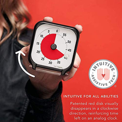 Time Timer 3 inch Visual Timer — 60 Minute Kids Desk Countdown Clock with Dry Erase Activity Card and Desktop App Access — for Kids Classroom, Homeschool Study Tool, Task Reminder, Home and Kitchen - color: Charcoal & Red
