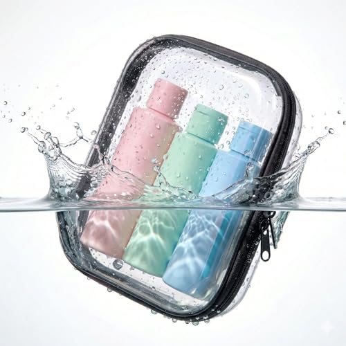 Clear Hard Shell Organizer Cases, 2 Pack | Durable PET shell with water-resistant, scratch-resistant surface for travel, toiletries, electronics and daily essentials - color: Black