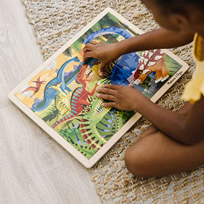 Melissa & Doug Dinosaurs Wooden Jigsaw Puzzle with Storage Tray (24 pcs) - style: Dinosaurs