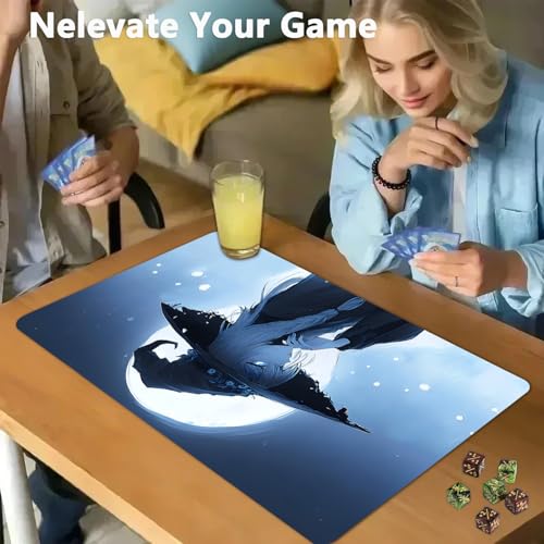 for MTG Game Playmat - 24 x 14 inches with Dices and Storage Bags, Non-Slip Base for TCG and Board Game Card Mats, Trading Card Games Mat, Night Witch Under The Moon Collectible Card Playmats - color: Jv-playmat-p7-1-g200