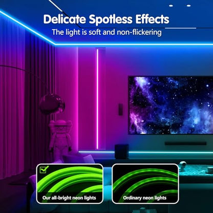 Aroste 16.4-Foot RGB neon Light Strip, Festive Decoration Light Strip | Waterproof IP67 light strip, supporting remote control and app control, suitable for bedroom and gaming LED light strips