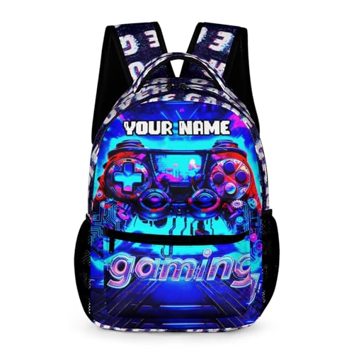 Custom Gaming Print Backpack, 17 in Laptop Bookbag for Teens | All-over print design | 900D PU nylon | Tear & abrasion resistant | Premium feel | Vibrant | Built for heavy daily use - color: Color 1 Custom
