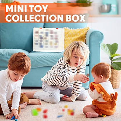 Juexica 3 Pcs 48 Grids Plastic Toy Storage Case Compatible with Mini Brands Collector Toys, Transparent Compartment Container Storage for Toy Jewelry Craft Bead (Box Only)
