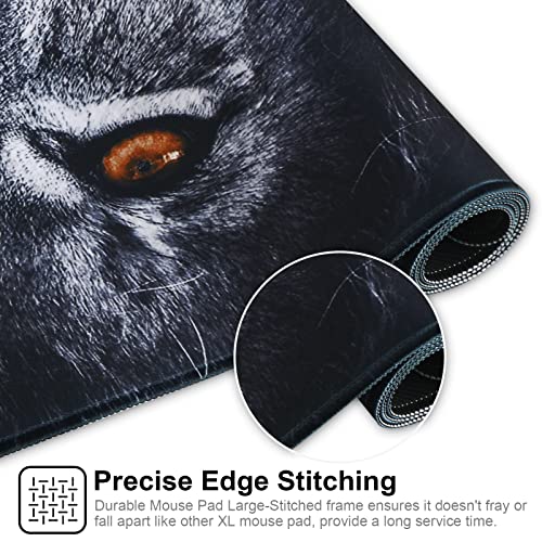 Large Gaming Mouse Pad with Stitched Edges,[27.5x11.8In] Extended Black Lion Mouse Pad with Non-Slip Natural Rubber Base for Gamer/Desktop/Office/Home 70x30 Blion02 - color: 70x30 Blion02
