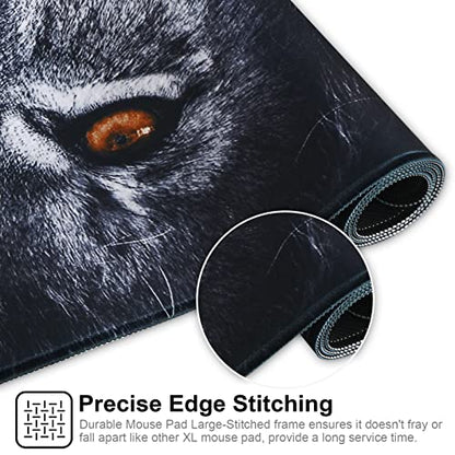 Large Gaming Mouse Pad with Stitched Edges,[27.5x11.8In] Extended Black Lion Mouse Pad with Non-Slip Natural Rubber Base for Gamer/Desktop/Office/Home 70x30 Blion02 - color: 70x30 Blion02