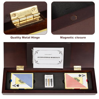 ESENHARBER Cribbage Board Game Set, Premium Wooden Board with Magnetic Lock and Metal Pegs, 2 Playing Cards, and Large Storage - Travel-Friendly Continuous 3 Track Board - style: Classic