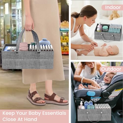 LIDTOP 2In1 Baby Diaper Caddy & 3-Tier Rolling Diaper Cart, Diaper Caddy Organizer Cart with Dividers, Mobile Metal Utility Cart for Nursery Essentials, Detachable Bedside Cart, Large Capacity - color: Black