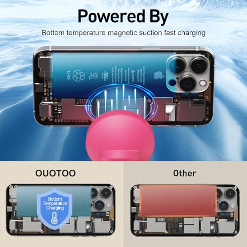 【Adjustable Blue Ambient Light】 Wireless Charger 3 in 1 for iPhone, Magnetic Charging Station for Apple Family,15W Fast MagSafe Charger Stand,for iPhone17-12-iWatch AirPods Series - color: Rose Red
