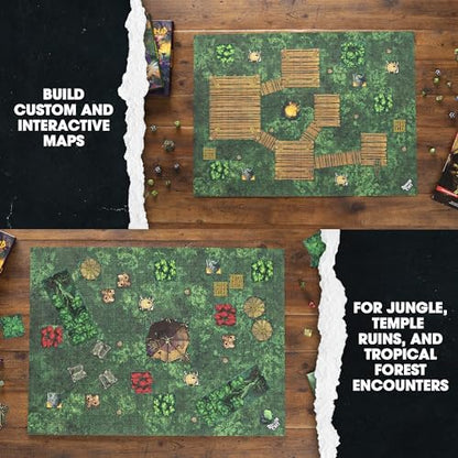 Dungeon Craft Fallen Kingdom DND Map – Double-Sided, Water-Resistant Terrain Set with 1-Inch Grid Overlay – Hundreds of Pieces for Cut, Place & Play - style: DND Map