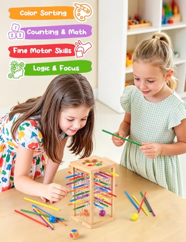 Montessori Wooden Board Game, Educational Math Toy for Kids Ages 4-6 | Fine Motor Skills Toy for 3+ Year Old Girls and Boys, Classic Table Game for Family Night Gift for Boys and Girls