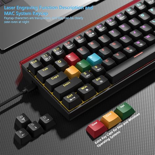 Womier 60% Keyboard Gaming with Light Box, Wired Mechanical Keyboard | with MCA Keycaps, OEM Profile, Programable,64 Keys Hot Swap RGB Cream Custom Key board for PC Computer WIN/MAC,WK68 PRO-Black - color: WK68-Black