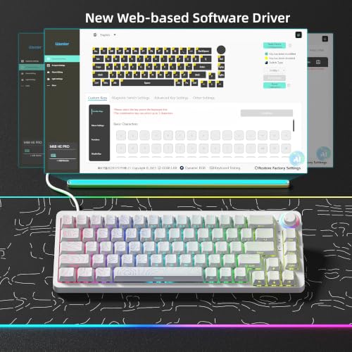 Womier M68HE PRO 60% Percent Keyboard Rapid Trigger Gaming Keyboard RGB | Hall Effect Topographic Keyboard,Wired Custom 8000 Hz Mechanical Keyboard with Magnetic Switch,PBT Keycap for Mac/Win,White - color: M68HE PRO-White