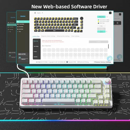 Womier M68HE PRO 60% Percent Keyboard Rapid Trigger Gaming Keyboard RGB | Hall Effect Topographic Keyboard,Wired Custom 8000 Hz Mechanical Keyboard with Magnetic Switch,PBT Keycap for Mac/Win,White - color: M68HE PRO-White