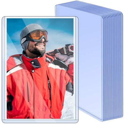 15 Pack Post Card Photo Top Loaders 4 x 6 Inches Hard Plastic Cards Sleeve Protectors Rigid Photo Plastic Sleeves for Trading Cards, Baseball Cards, Postcards
