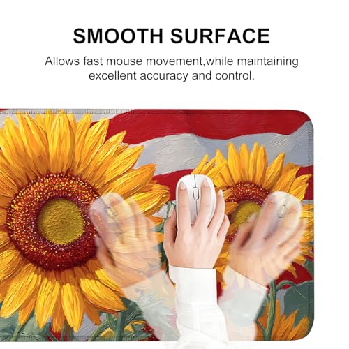 Mouse Pad, Large Anti-Slip with Stitched Edges Desk Mat Desktop Laptop Computer Desk Keyboard Mat,Table Protector Blotter Mat (Sunflower, 31.5" x 11.8") - color: Sunflower, size: 31.5" x 11.8"