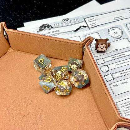 Sage's Portal Animal Familiars Resin DND Dice Set Polyhedral Dice Set for Dungeons and Dragons RPG Pathfinder Tabletop TTRPG (Chipmunk + Figurine) - color: Chipmunk + Mini Figure, style: Dice Set +Mini Figure
