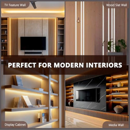 VST 16.4ft Smart Silicone Recessed LED Strip for Wood Slat Wall Panels, 24V | 2700K-6500K Tunable White, Alexa/App/RF Smart Control, Cut-to-Fit Continuous Strip with Quick Connectors for Custom Layouts - color: Smart Control