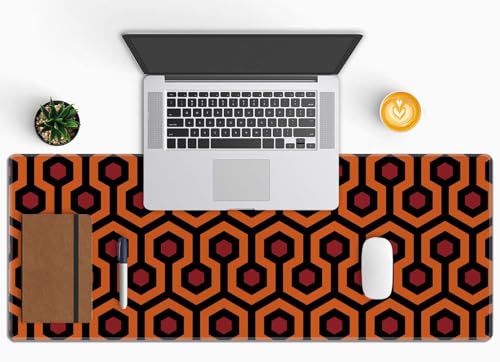 The Shining Carpet Style Desk Mat Orange Black Large Extended Mouse Pad XL Desk Pad Gaming Mousepad Keyboard Mouse Mat for Computer Laptop 31.5''X11.8'' Non-Slip Rubber Base with Stitched Edges - color: The Shining Carpet Style