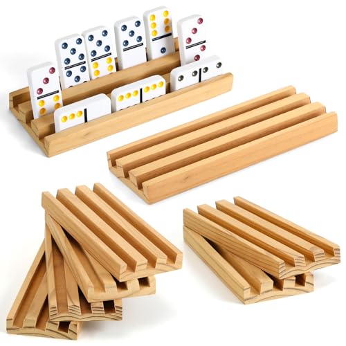 Soulchen 7.1 x 2.8 Inch Wooden Domino Racks Set of 8, Wood Domino Tiles Trays Holders Organizer for Mexican Train Classic Board Accessories, Dominoes Not Included - color: Dark Brown, size: 7.1 x 2.8 inches