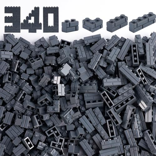 Classic Masonry Profile Bricks Pieces: 340 PCS Wall Accessories Building Block Parts Sets(Dark Gray) - color: Dark Gray