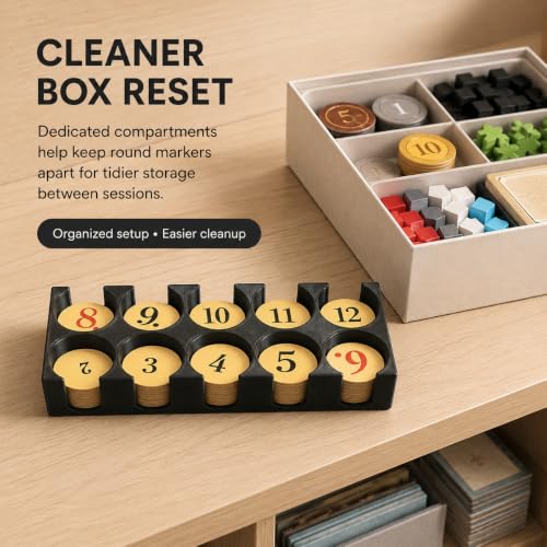 Number Coin Holder Compatible with Catan Board Game – Quick Token Setup | Freestanding Number Marker Organizer | Divided Tray for Tabletop Game Pieces