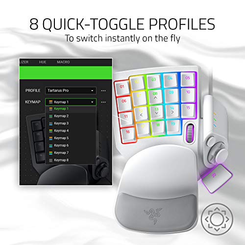 Razer Tartarus Pro Gaming Keypad: Analog-Optical Key Switches - Rapid Trigger - Adjustable Actuation - 32 Programmable Keys - Customizable Macros - Chroma RGB Lighting - Mercury White | Rapid Trigger, Adjustable Actuation, 32 Programmable Keys, Customizab