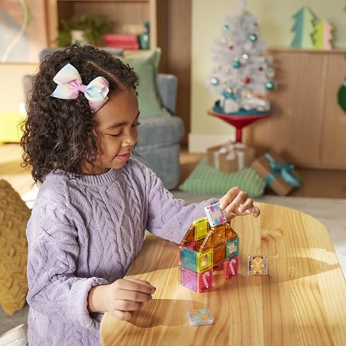 MAGNA-TILES microMAGS 24-Piece Gingerbread House Travel Set, The Original Magnetic Building Brand - style: Gingerbread