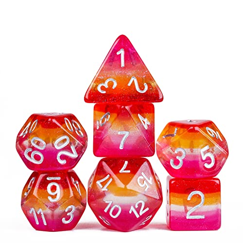 7PCS Lesbian-Pride Polyhedral DND Dice Set, Homosexual Flag D&D Dice for RPG and Other Table Games - color: Flag-lesbian-pride