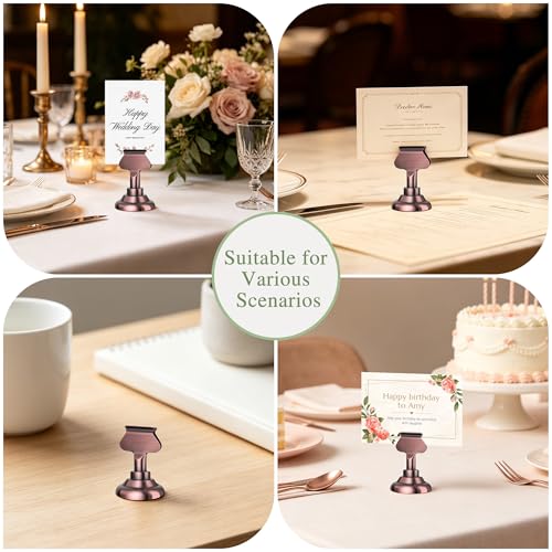 Urban Deco 16PK Table Number & Place Card Holders - 1.7 Inch Steel Holders for Photos, Food Signs, Memo Notes, Weddings, Restaurants, Birthdays (Copper) - color: Copper