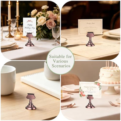 Urban Deco 16PK Table Number & Place Card Holders - 1.7 Inch Steel Holders for Photos, Food Signs, Memo Notes, Weddings, Restaurants, Birthdays (Copper) - color: Copper