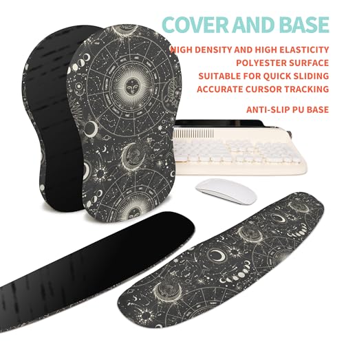 2-in-1 Ergonomic Set, Wave Rise Keyboard Wrist Rest and Massage Bulge Slope Mouse Pad Wrist Support, Cushion Memory Foam Integrated to Relieve Wrist Pain, Constellation - color: Constellation