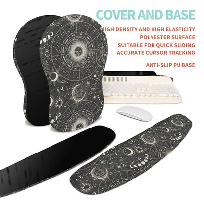 2-in-1 Ergonomic Set, Wave Rise Keyboard Wrist Rest and Massage Bulge Slope Mouse Pad Wrist Support, Cushion Memory Foam Integrated to Relieve Wrist Pain, Constellation - color: Constellation