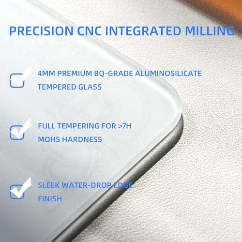 XVX Eternity White Glass Mouse Pad 4.0, Hard Mousepad for Gaming, Ultra-Smooth Micro-Etched Surface with Non-Slip Rubber Base (410mm*310mm)