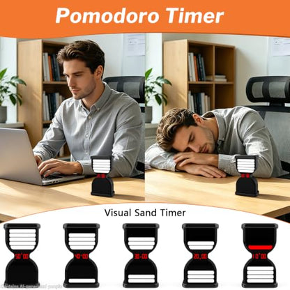 Digital Hourglass Timer, Rechargeable Visual Sand Timers, Black | Pomodoro Countdown Timer with ON/OFF Alarm Volume LED Display, Desk Flip Timer, Ideal for Study Work Kitchen - color: Black