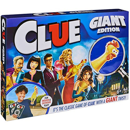 Spin Master Games, Clue Giant Edition, Family Game for Indoor & Outdoor Fun with Big Oversized Board, for Family and Kids, 2-4 Players, Ages 6 & Up | Oversized Vinyl Game Board, Encourages Deductive Reasoning STEM Skills, Fun Family Game Night, For 2-4 Pl
