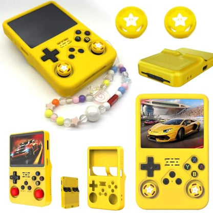 Silicone Case for R36S Handheld Game Console Protective Case with Lanyard Button Cover Accessory for Gift (Yellow) - color: Yellow