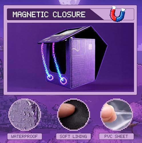 SleeveChief GB Color Retro Design TCG Deck Box | Vegan Leather Trading Card Deck Box for 100+ Double Sleeved Cards | Strong Magnetic Closure | Unique Design Trading Card Deck Box