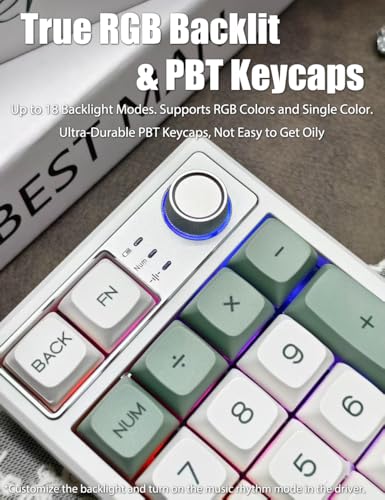 Gasket Creamy Mechanical Numpad Programmable Keypad RGB LED Backlit | Wireless 2.4G/Bluetooth/Wired USB-C Hot Swappable Macro Number Pad Rechargeable Numeric Keyboard Metal Knob, Botanic Garden - color: Botanic Garden