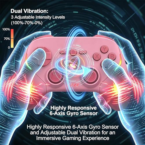 Megadream Phone Controller for PC/Switch 2|Swith/Android/iPad/Tablet/iPhone Controller - RGB light - Hall Effect Trigger/Joystick - Call of Duty, Roblox, Genshin Impact, Direct Play, Pink - color: Pink