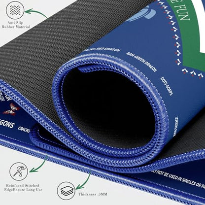Mahjong Mat with Lotus & Butterfly Artwork - 32.4x32.4 Inch Hand-Painted Style Rubber Mat, Waterproof Surface, Anti-Slip Foldable Design for Asian-Themed Game Nights (Dark Blue Style) - color: Dark Blue