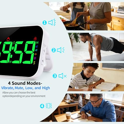 Digital Timer for Classroom, Pomodoro & Kitchen, Rechargeable Magnetic Countdown Timer with Large LED Display, Loud Alarm, 3 Volume Levels, Vibration Mode & 3 Brightness Settings - style: Regular Version